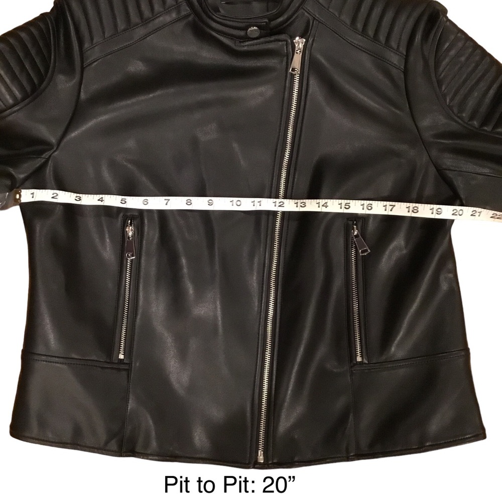 ZARA Biker Jacket Black Faux Leather Zip Size: XXL❗️READ & CHECK MEASUREMENTS❗️ - Picture 10 of 16